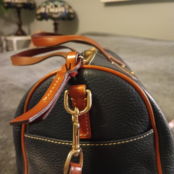 Dooney & Bourke Dark Navy and Brown Leather Satchel - Picture 2 of 16